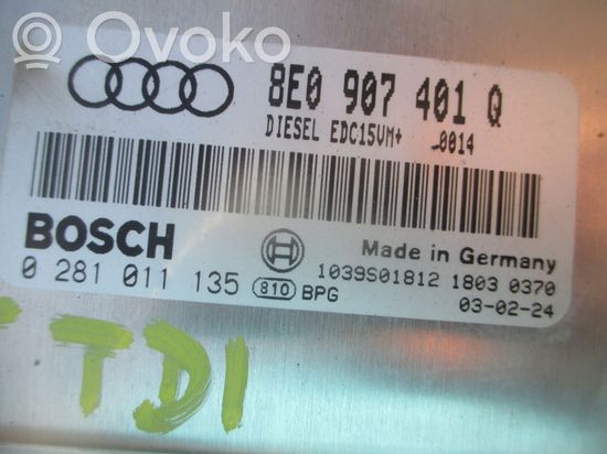 Audi A4 S4 B6 8E 8H Engine control unit/module 8E0907401Q