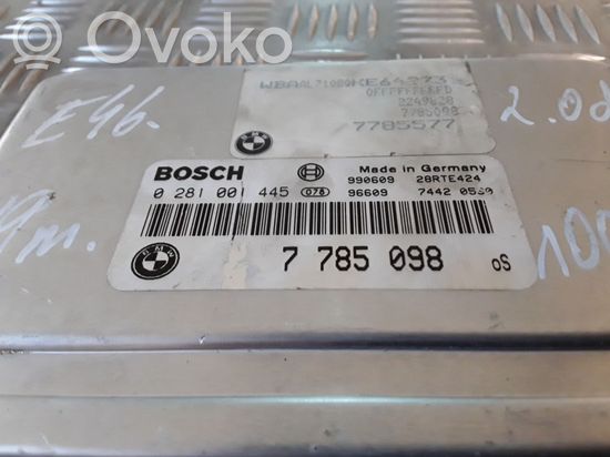 BMW 3 E46 Engine control unit/module 7785098 0281001445 28RTE424