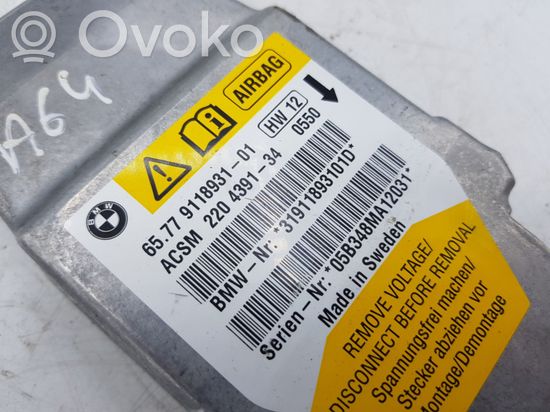 BMW 5 E60 E61 Airbag control unit/module 911893101