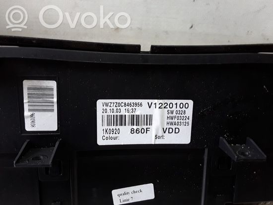 Volkswagen Golf V Speedometer (instrument cluster) 1K0920860F