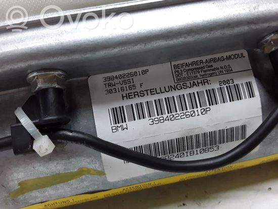 BMW X5 E53 Passenger airbag 39840226010