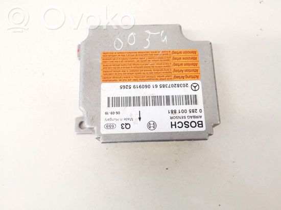 Mercedes-Benz C W203 Airbag control unit/module 2038207385 0285001881 2038207385 0285001881