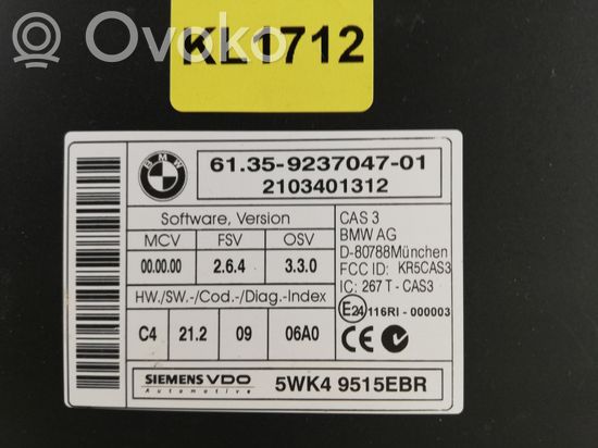 BMW 3 E90 E91 CAS control unit/module 9237047 KL1712