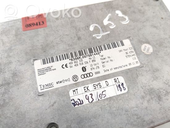 Audi A8 S8 D3 4E Bluetooth control unit module 4E0862335 4E0910336F