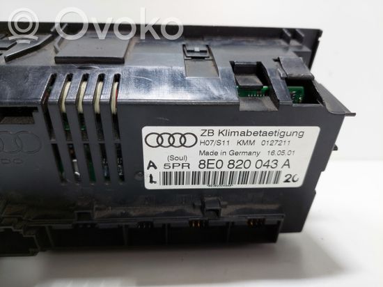 Audi A4 S4 B6 8E 8H Climate control unit 8E0820043A