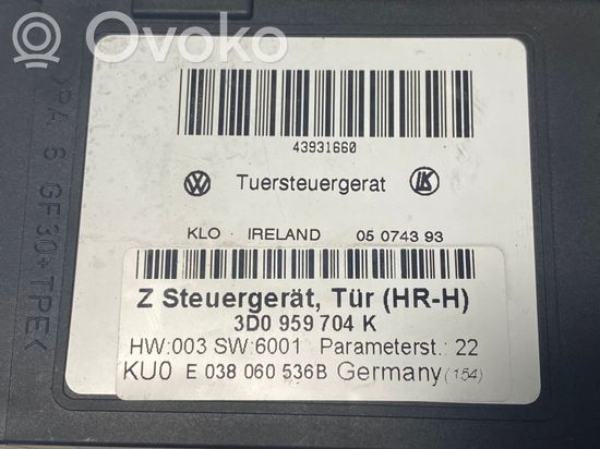 Volkswagen Phaeton Rear door window regulator motor 3D0959704K E038060536B E840311001