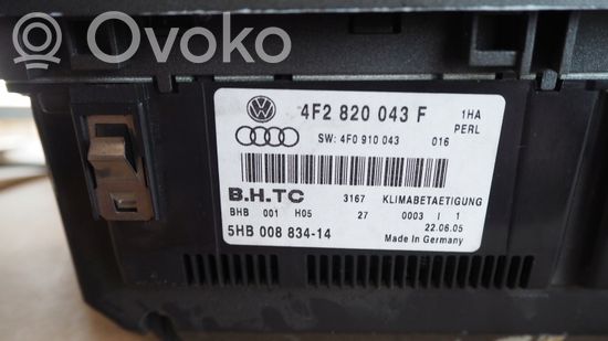 Audi A6 S6 C6 4F Climate control unit 4F2820043F