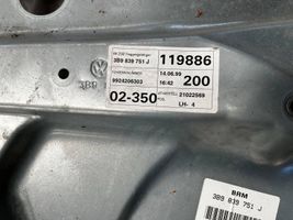 Volkswagen PASSAT B5 Takaoven manuaalinen ikkunan nostin 3B9839751J