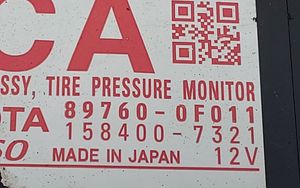 Toyota Verso Module de pression des pneus 897600F011