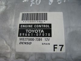 Toyota Corolla Verso E121 Calculateur moteur ECU 89661-0F070