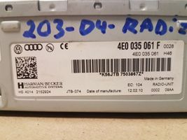 Audi A8 S8 D4 4H Radio/CD/DVD/GPS-pääyksikkö 4E0035061H
