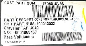 Dodge Journey Kita centrinė konsolės (tunelio) detalė 100001122