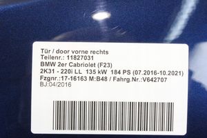 BMW 2 F22 F23 Priekinės durys (dvidurio) 