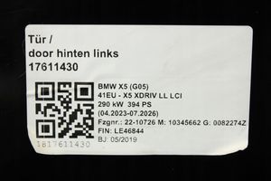 BMW X5 G05 Aizmugurējās durvis 