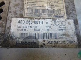 Audi A8 S8 D3 4E Unité de préchauffage auxiliaire Webasto 4E0265081H