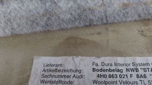 Audi A8 S8 D4 4H Rear floor carpet liner 4H0863021F