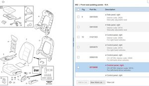 Volvo V70 Istuimen säädön kytkin 30739698