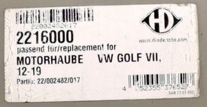 Volkswagen Golf VIII Couvercle, capot moteur 2216000