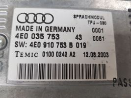 Audi A8 S8 D3 4E Äänikomentojen ohjainlaite 