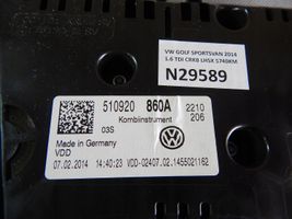 Volkswagen Golf Sportsvan Tachimetro (quadro strumenti) 510920860A