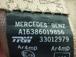 Mercedes-Benz ML W163 Aizmugurējā drošības josta A16386019856