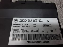 Audi A8 S8 D3 4E Avaimettoman käytön ohjainlaite/moduuli 4E0909131