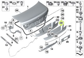 BMW 7 F01 F02 F03 F04 Couvercle de coffre 51497186530