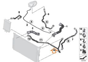 BMW 4 F32 F33 Moottorin vesijäähdytyksen putki/letku 17128507246