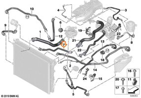 BMW 6 G32 Gran Turismo Tuyau de liquide de refroidissement moteur 17128602617