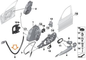 BMW 3 F30 F35 F31 Tirette à câble, verouillage de porte avant 51217259827	