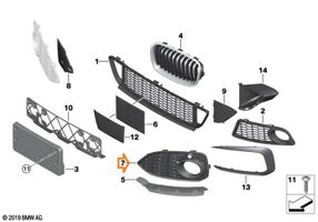 BMW 2 F22 F23 Moldura/rejilla de la luz antiniebla delantera 51118055320