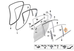 BMW 3 G20 G21 Binario del parabrezza della portiera posteriore 51437465141	