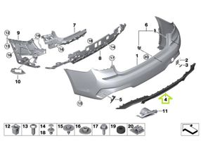 BMW 3 G20 G21 Moulure inférieure de pare-chocs arrière 8069390