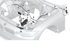 BMW 3 F30 F35 F31 Poignée, déverrouillage du capot moteur 7309606