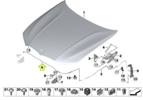 BMW 3 G20 G21 Système poignée, câble pour serrure de capot 7419390