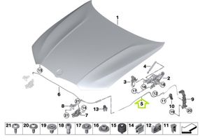 BMW 3 G20 G21 Système poignée, câble pour serrure de capot 7419389