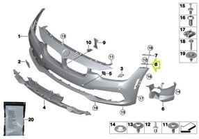 BMW 3 F30 F35 F31 Staffa di rinforzo montaggio del paraurti anteriore 7279712