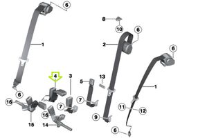 BMW 3 F30 F35 F31 Boucle de ceinture de sécurité arrière centrale 7375446