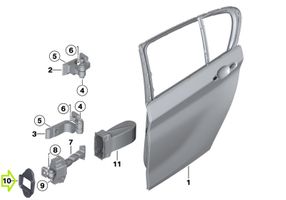 BMW 3 F30 F35 F31 Cerniera finecorsa della portiera posteriore 7263990