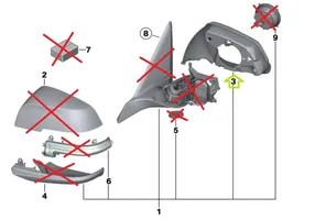 BMW 3 F30 F35 F31 Etuoven sähköisen sivupeilin osa 7242692