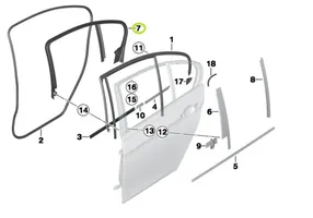 BMW 3 F30 F35 F31 Rivestimento modanatura del vetro della portiera posteriore 7259709