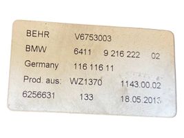 BMW 7 F01 F02 F03 F04 Ohjaamon sisäilman mikrosuodattimen kansi 9216222