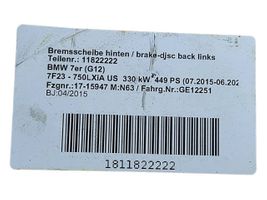 BMW 7 G11 G12 Disque de frein arrière 6860925