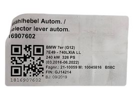 BMW 7 G11 G12 Pavarų selektorius 9458747