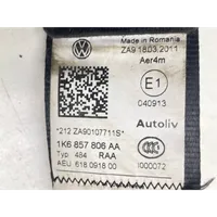 Volkswagen Golf VI Pas bezpieczeństwa fotela tylnego 1K6857806AA