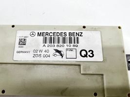 Mercedes-Benz C W203 Module unité de contrôle d'antenne A2038201089