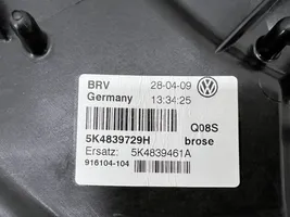 Volkswagen Golf VI Meccanismo di sollevamento del finestrino posteriore senza motorino 5K4839729H