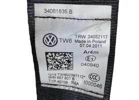 Volkswagen Tiguan Pas bezpieczeństwa fotela tylnego środkowego 5M0857807B