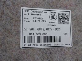 Audi Q2 - Tavaratilan/takakontin alempi sivuverhoilu 81A863880