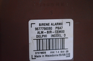 Citroen C4 III e-C4 Sirena del sistema de alarma 9677756080